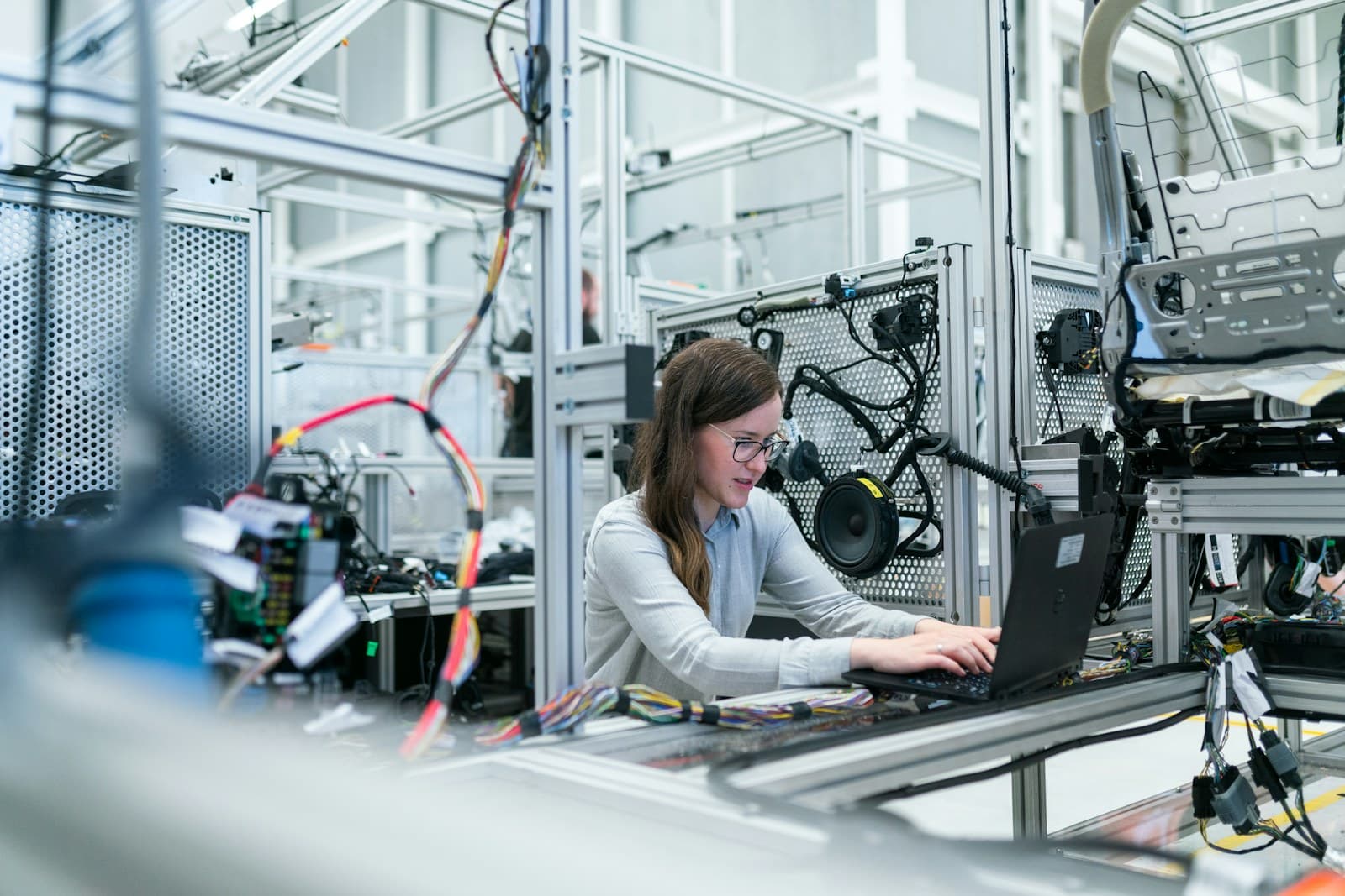 Engineer working with manufacturing equipment
